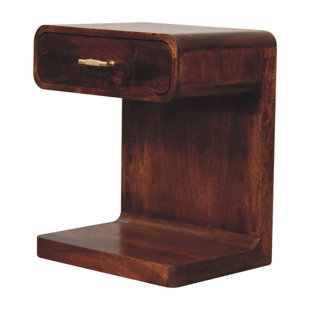 Chestnut T-Bar Rounded Bedside Table