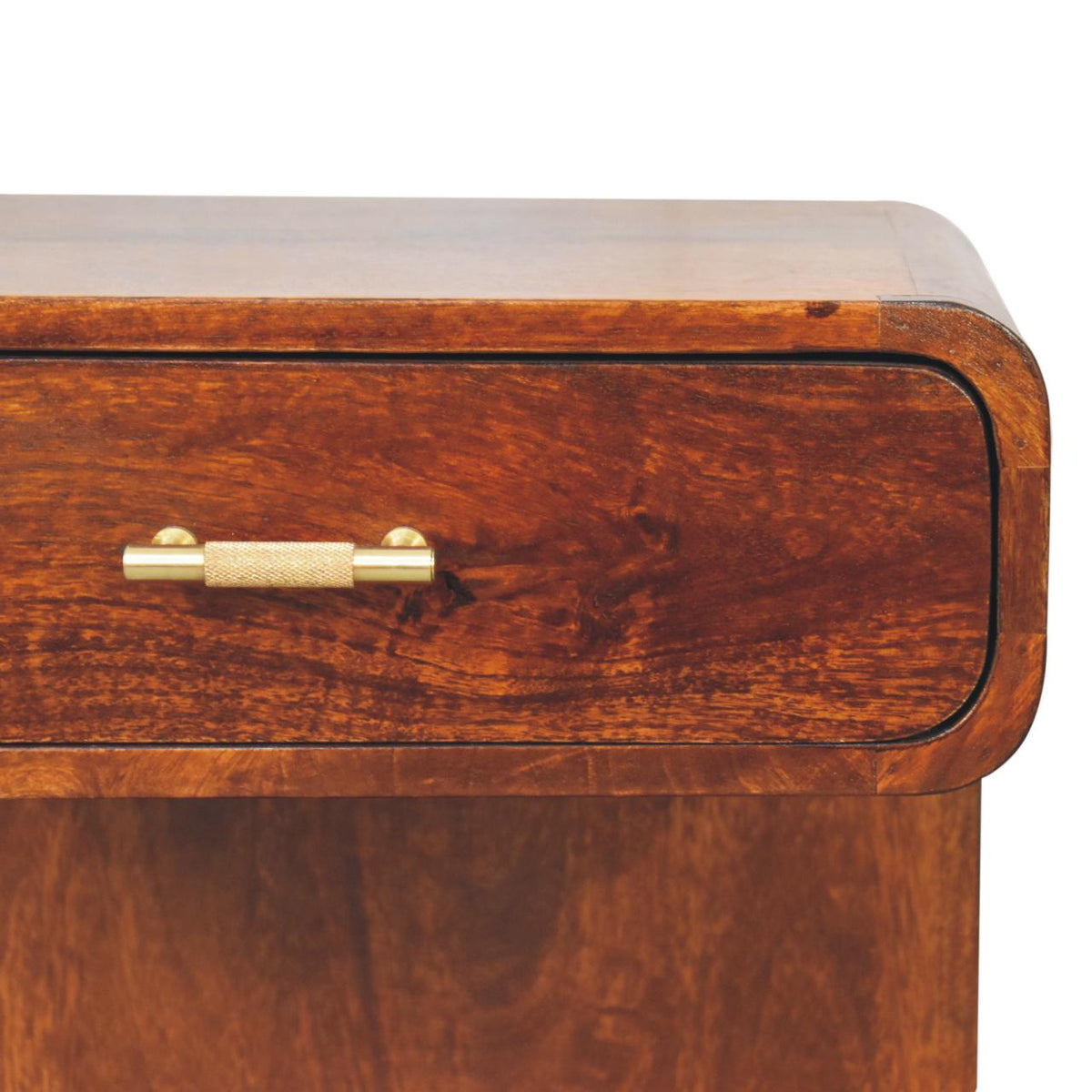 Chestnut T-Bar Rounded Bedside Table