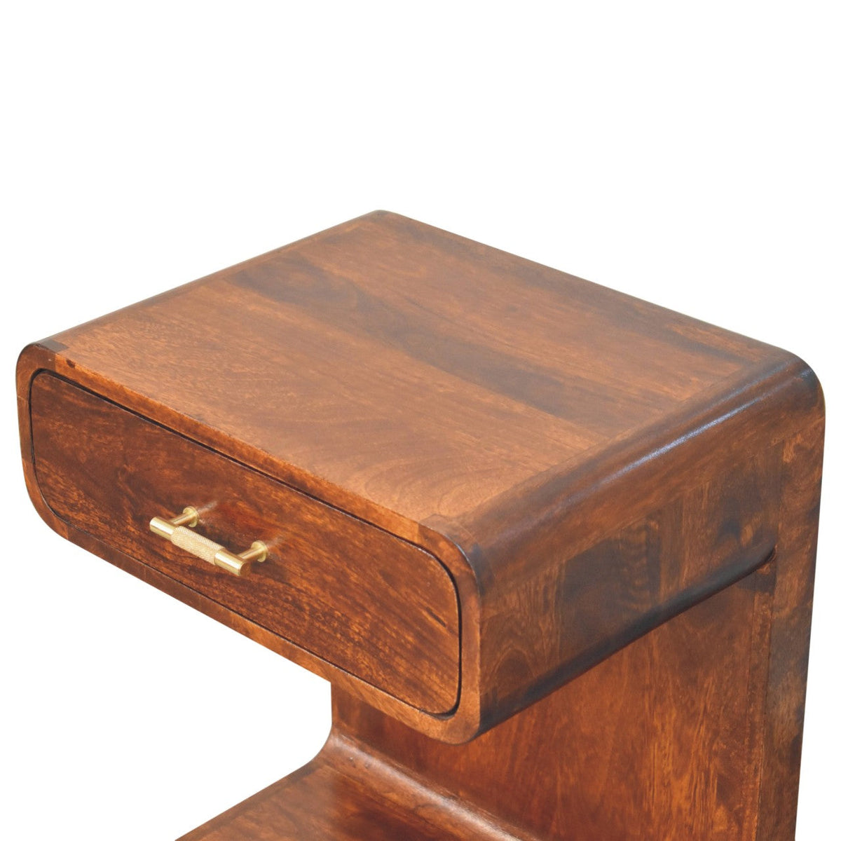 Chestnut T-Bar Rounded Bedside Table