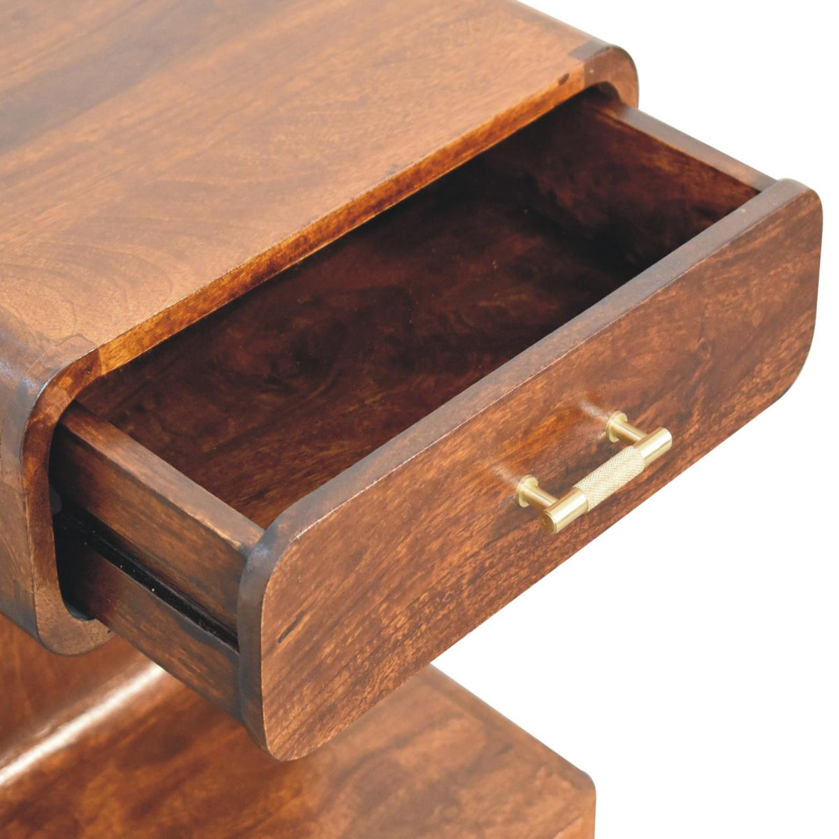 Chestnut T-Bar Rounded Bedside Table