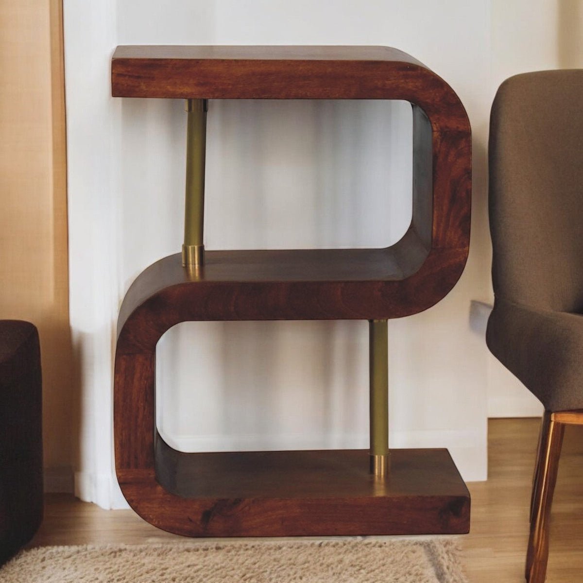 S-curve Brass Bedside Table