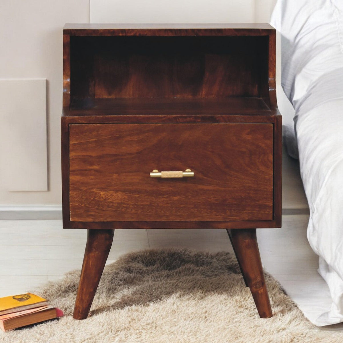 T-bar Raised Back Bedside Table