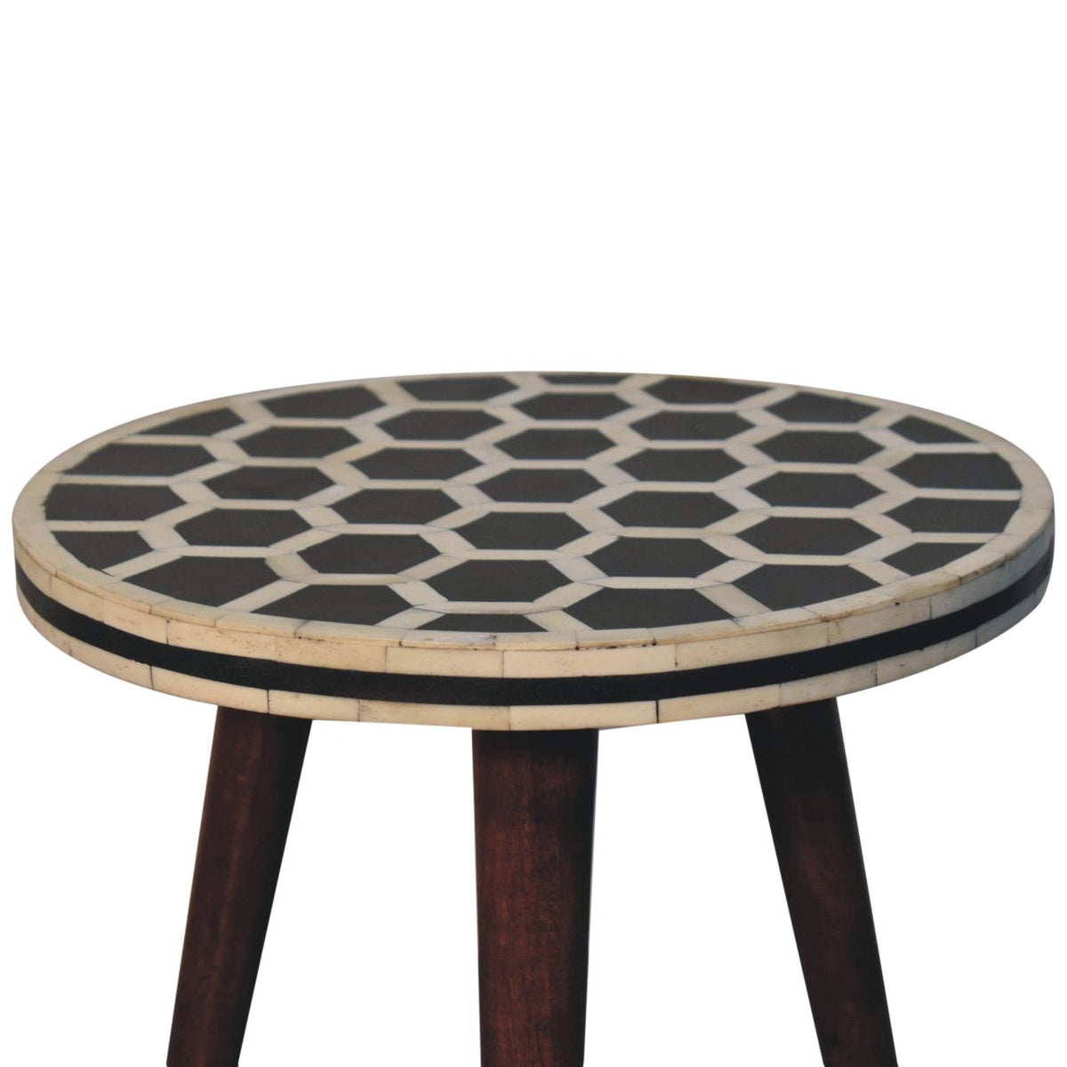 Bone Inlay Tripod Stool With Honey Caramel Finish Footstool