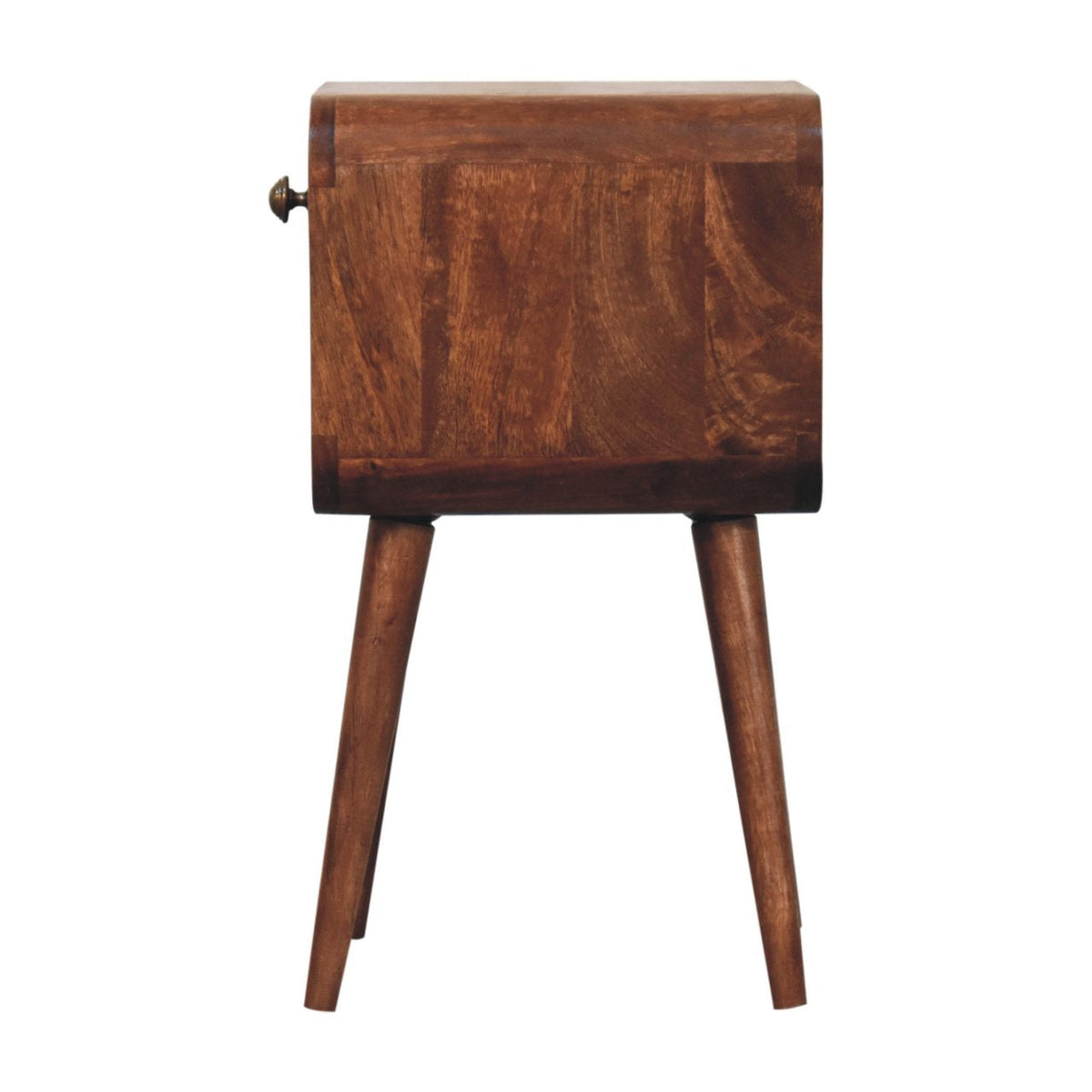 Mini Honey Caramel Curved Bedside with Lower Slot Bedside Table