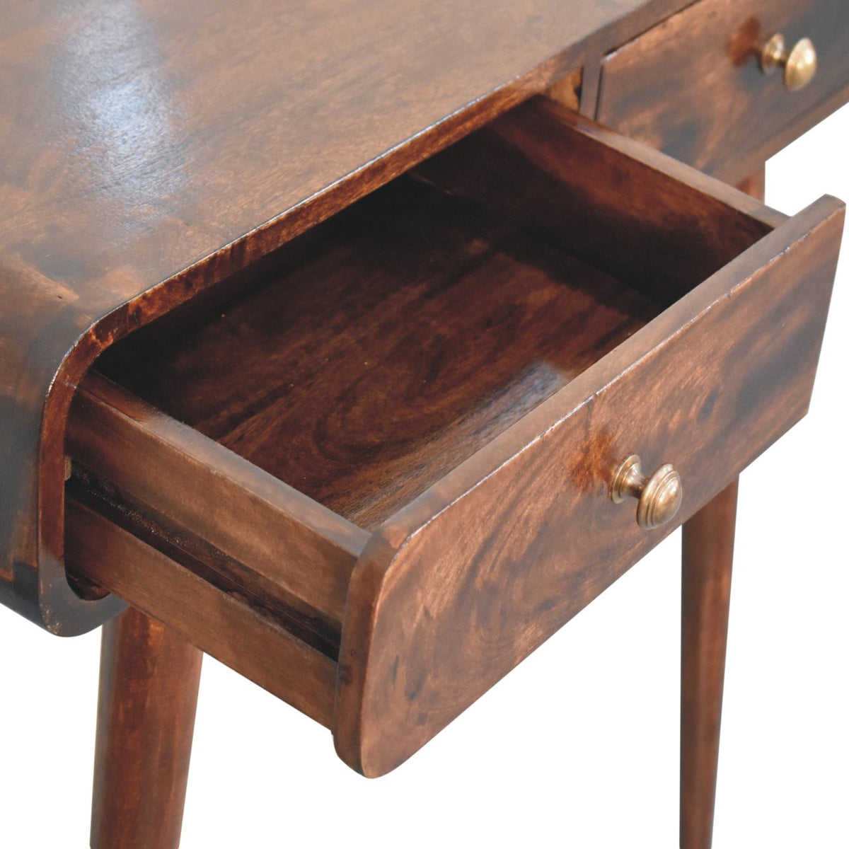 California Walnut Curved Hallway Table Accent Piece