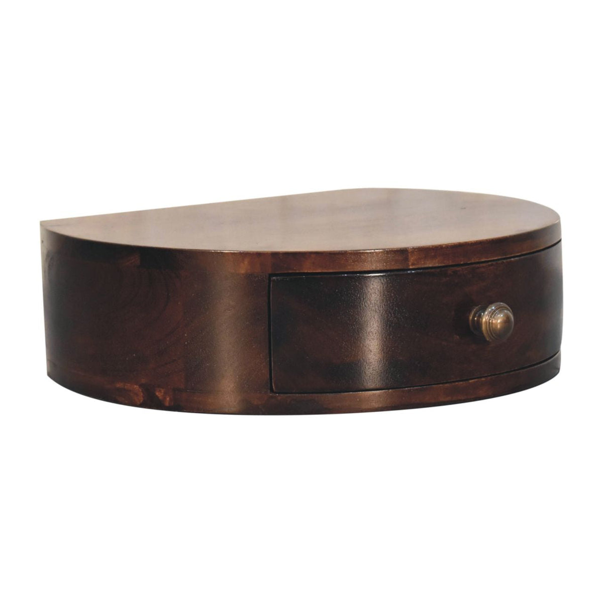 California Walnut Wall Mounted Rounded Bedside Table