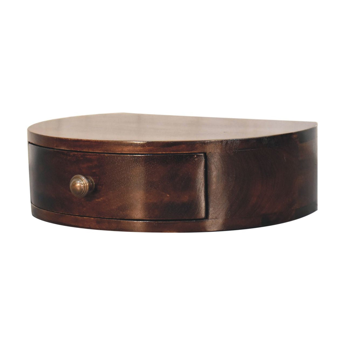 California Walnut Wall Mounted Rounded Bedside Table