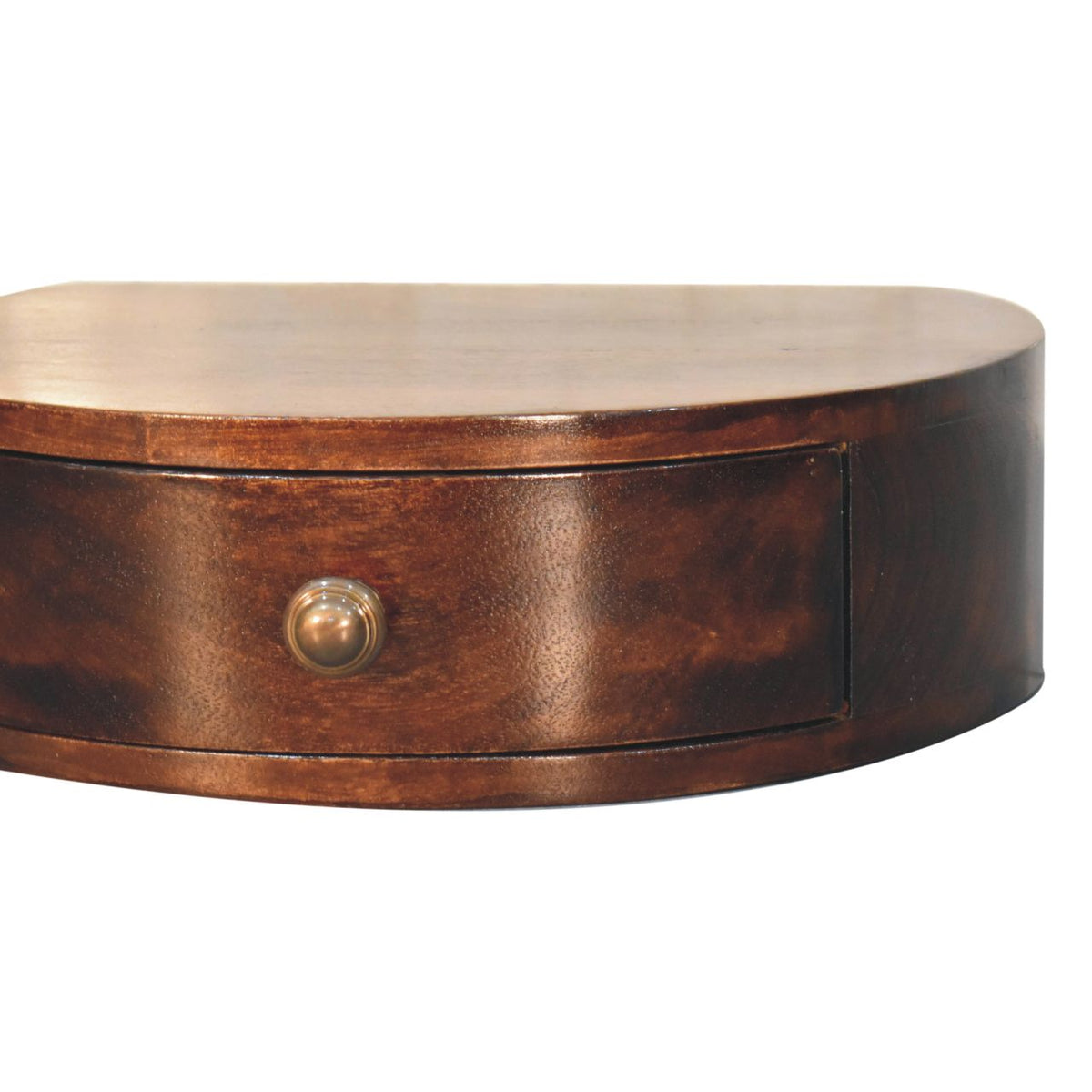 California Walnut Wall Mounted Rounded Bedside Table