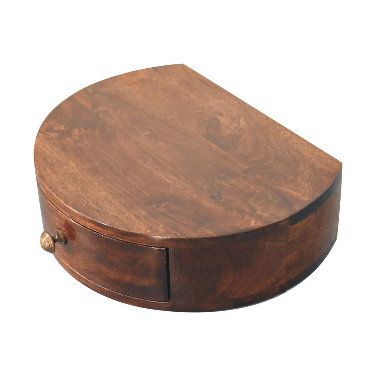 California Walnut Wall Mounted Rounded Bedside Table