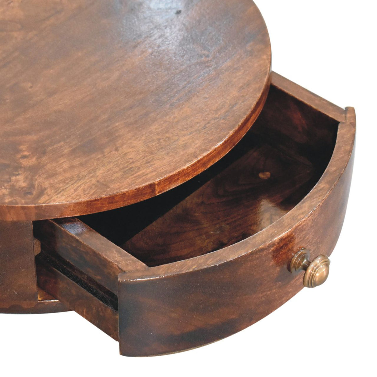 California Walnut Wall Mounted Rounded Bedside Table