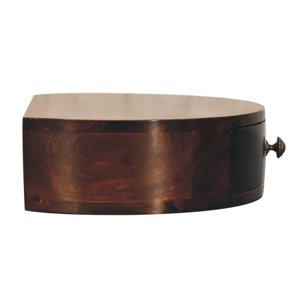 California Walnut Wall Mounted Rounded Bedside Table