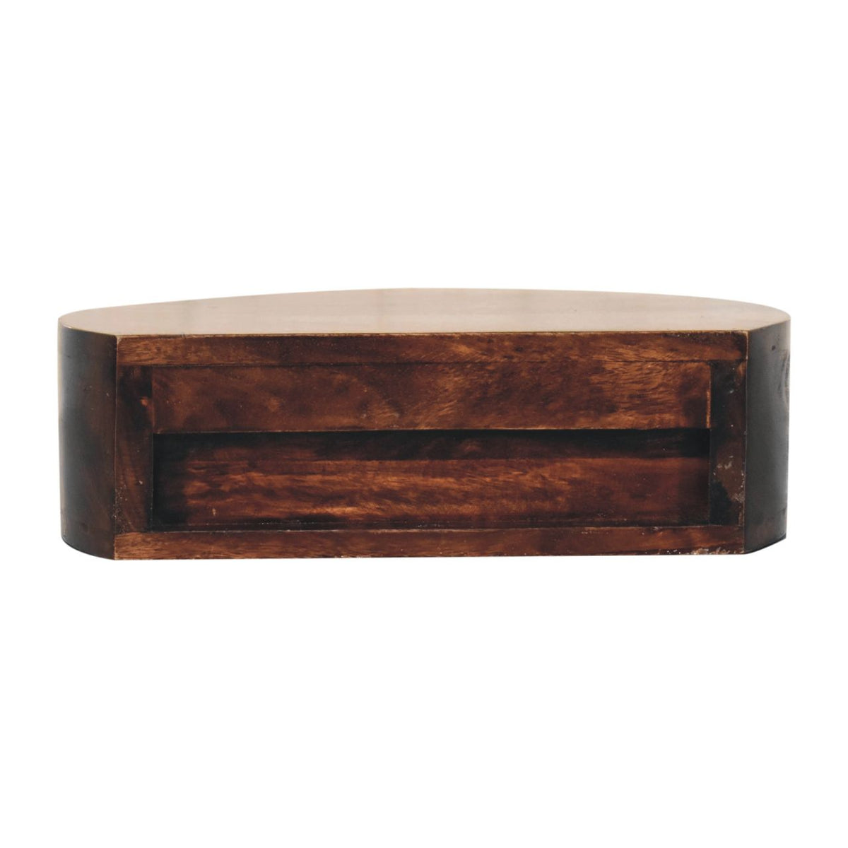 California Walnut Wall Mounted Rounded Bedside Table