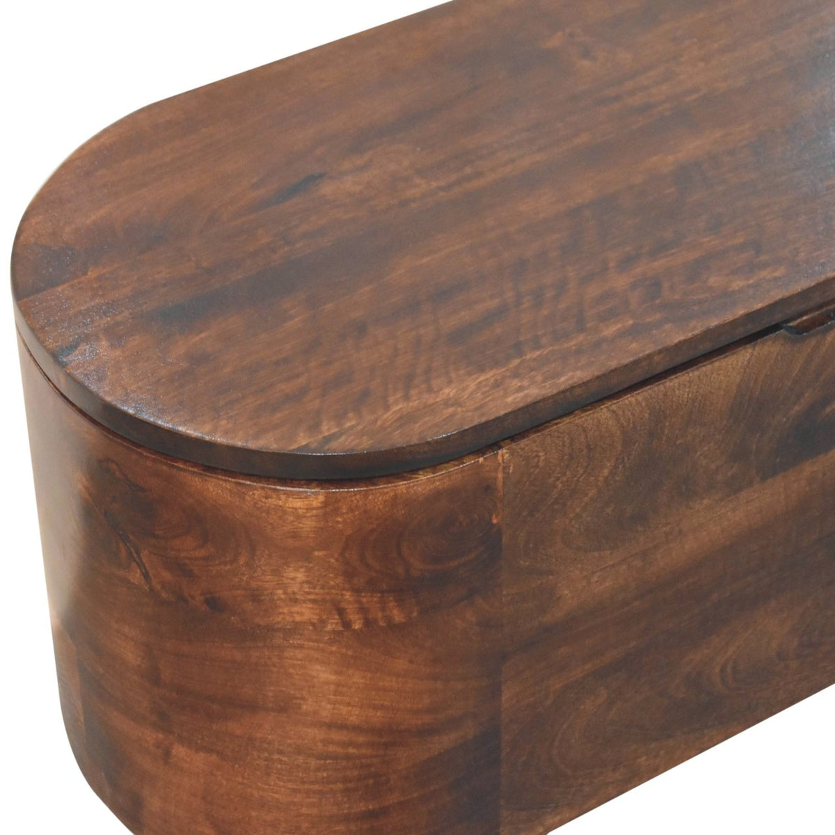 Curved California Walnut Blanket Box Storage Bench