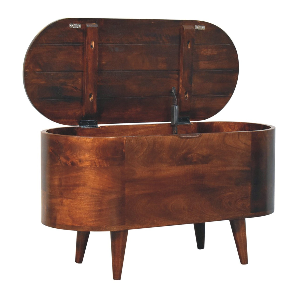 Curved California Walnut Blanket Box Storage Bench
