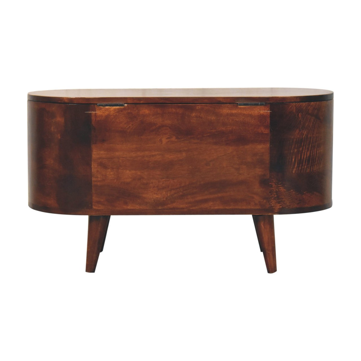 Curved California Walnut Blanket Box Storage Bench