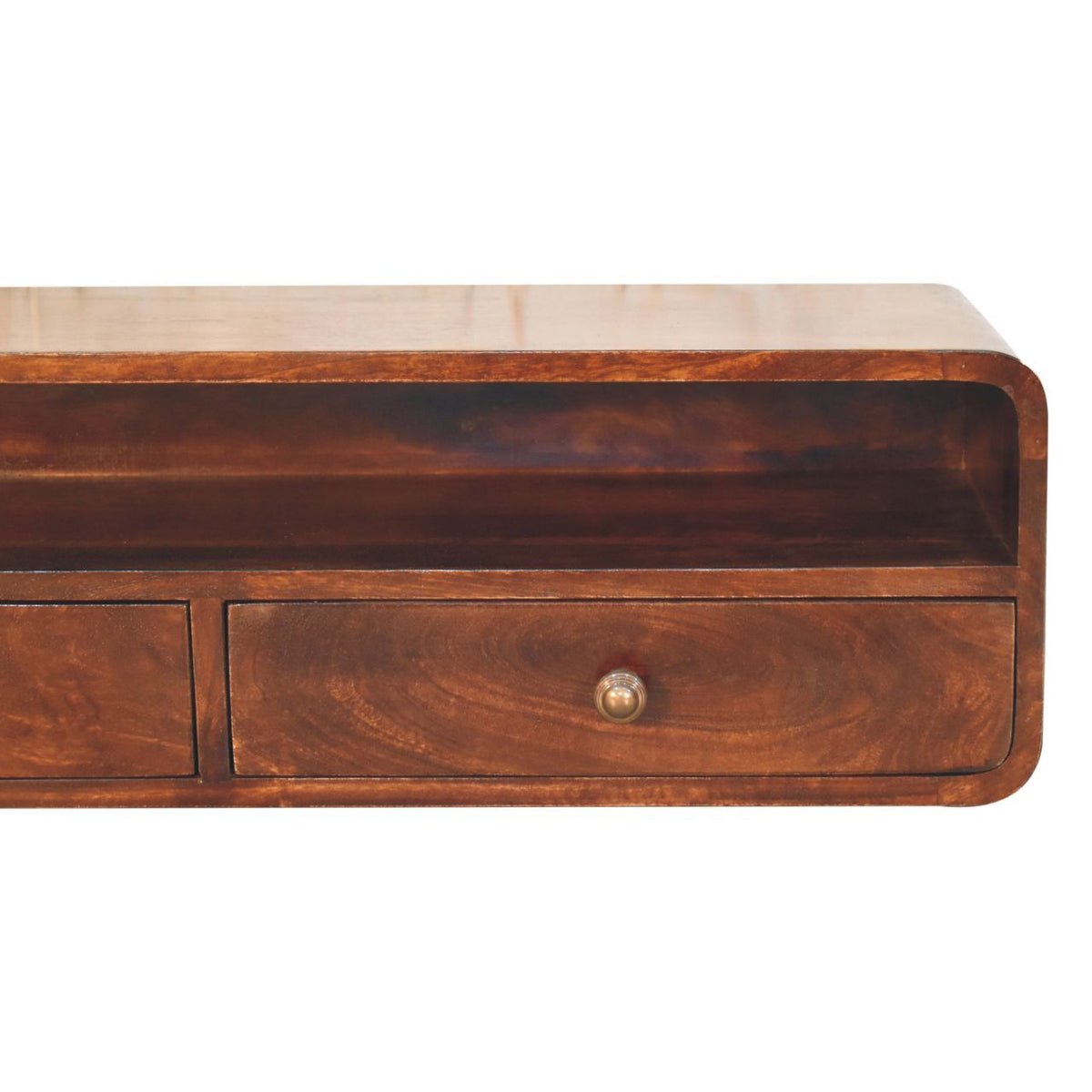 Floating California Walnut Open Console Table
