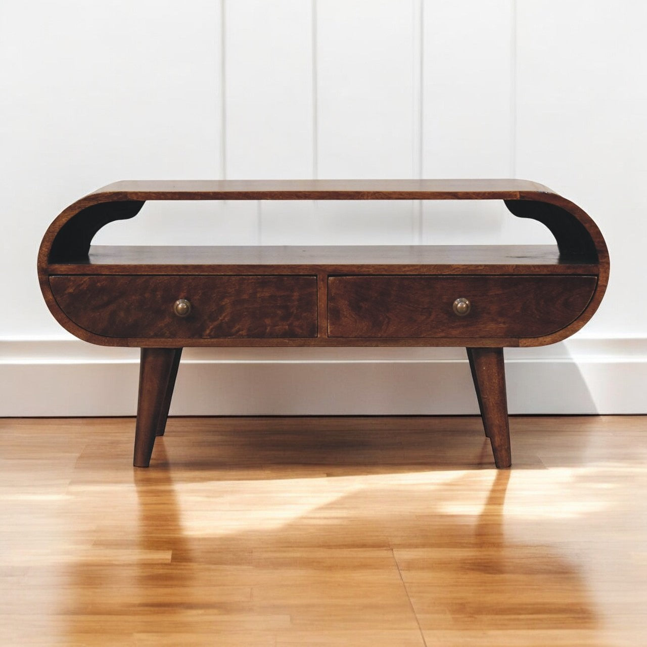 California Walnut Circular TV Stand
