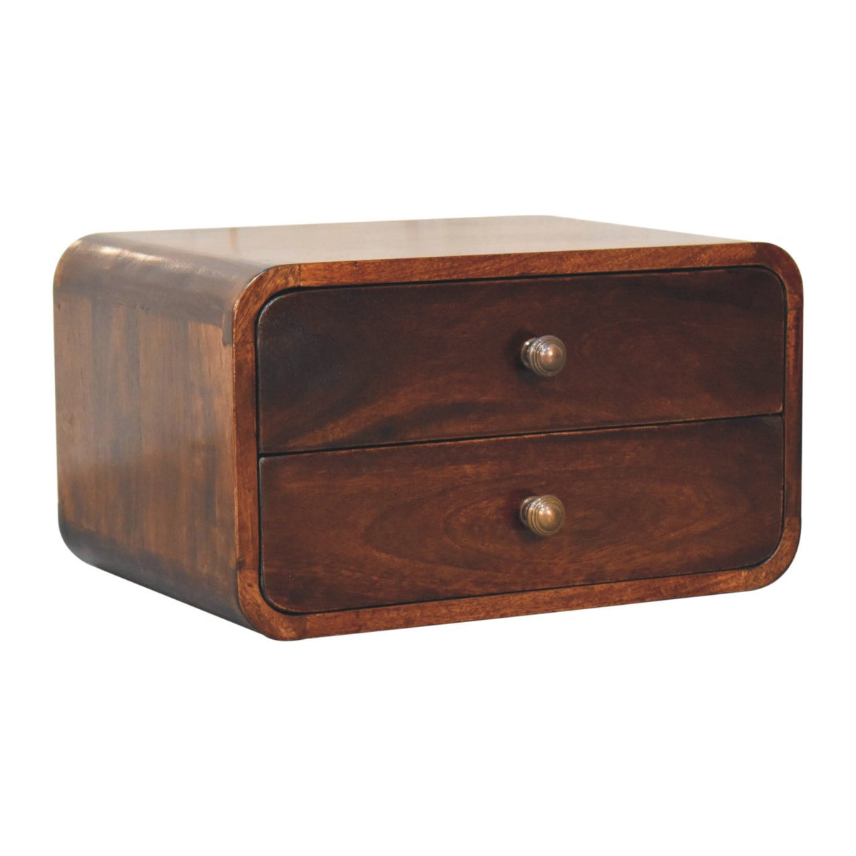 Curved California Walnut Wall Mounted Bedside Table