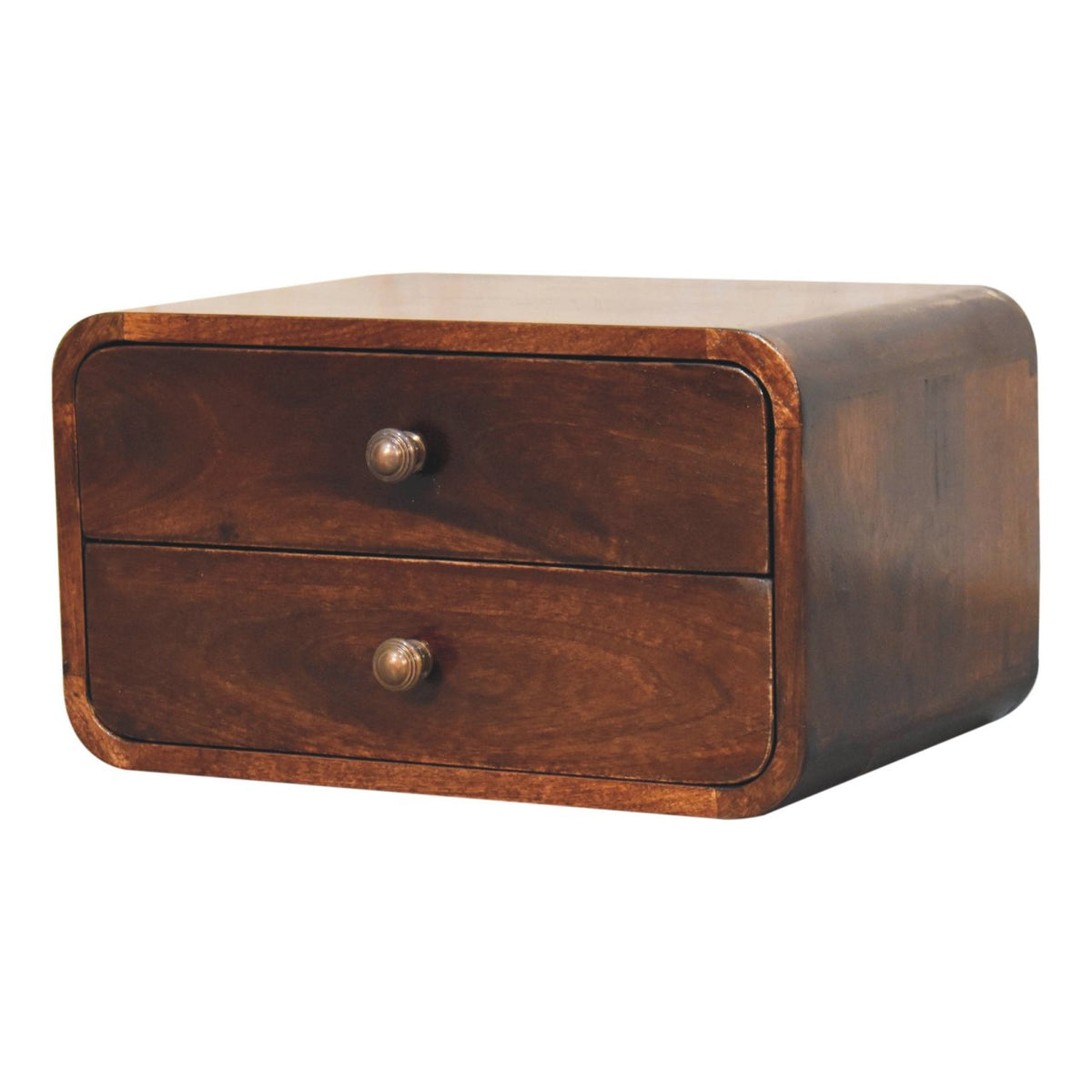 Curved California Walnut Wall Mounted Bedside Table