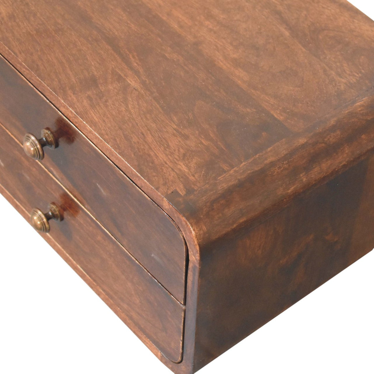 Curved California Walnut Wall Mounted Bedside Table
