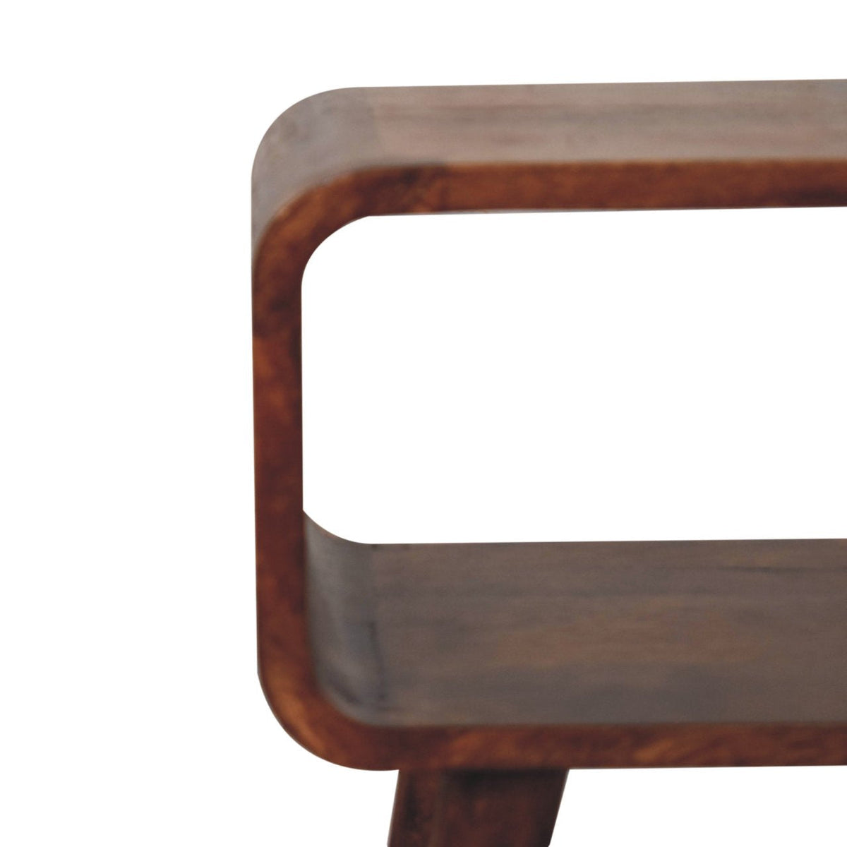 Mini Honey Caramel Curved Open Bedside Table