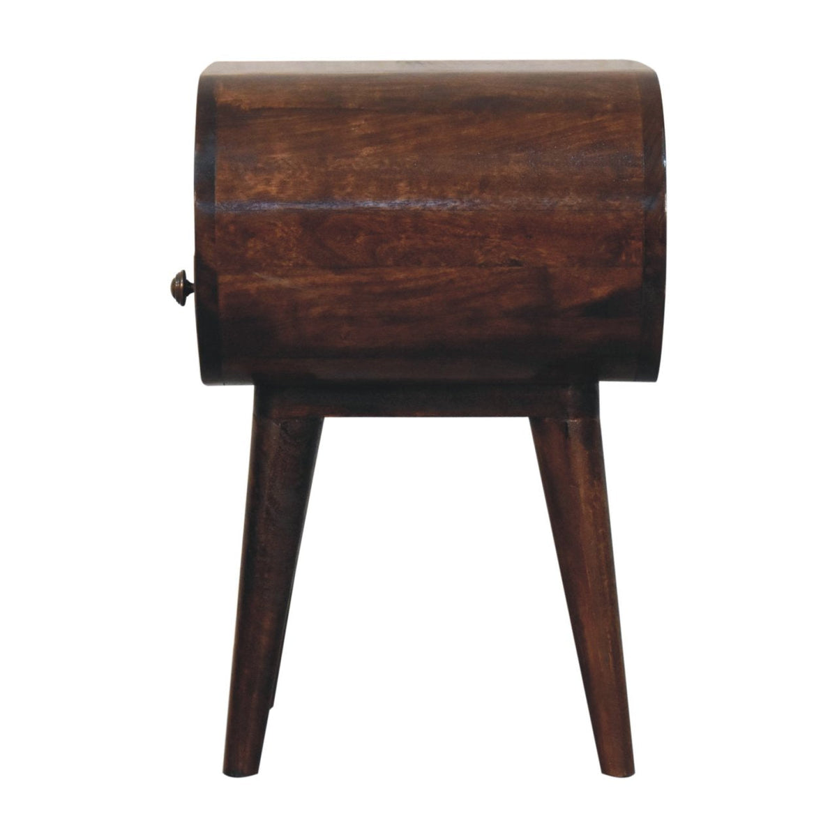 California Walnut Circular Bedside with Open Slot Bedside Table