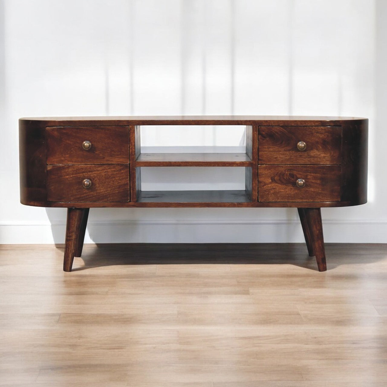 California Walnut Rounded Entertainment Unit