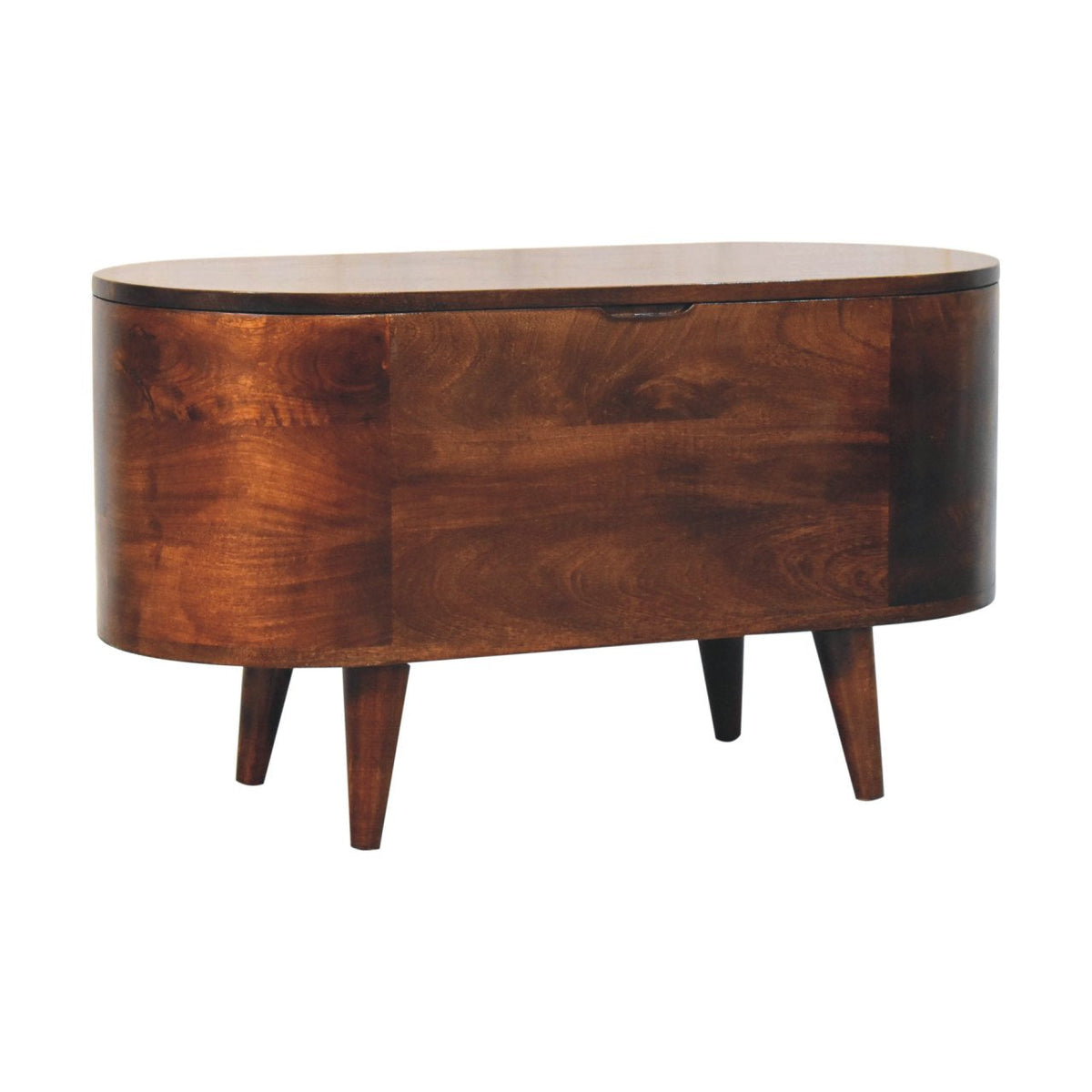 California Walnut Rounded Lid up Blanket Box Storage Bench