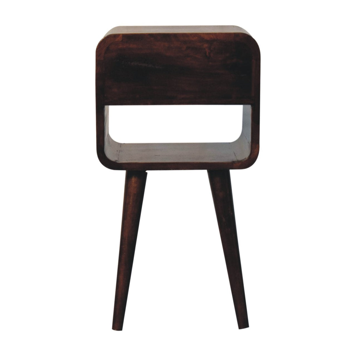 Mini California Walnut Curved Bedside with Lower Slot Bedside Table
