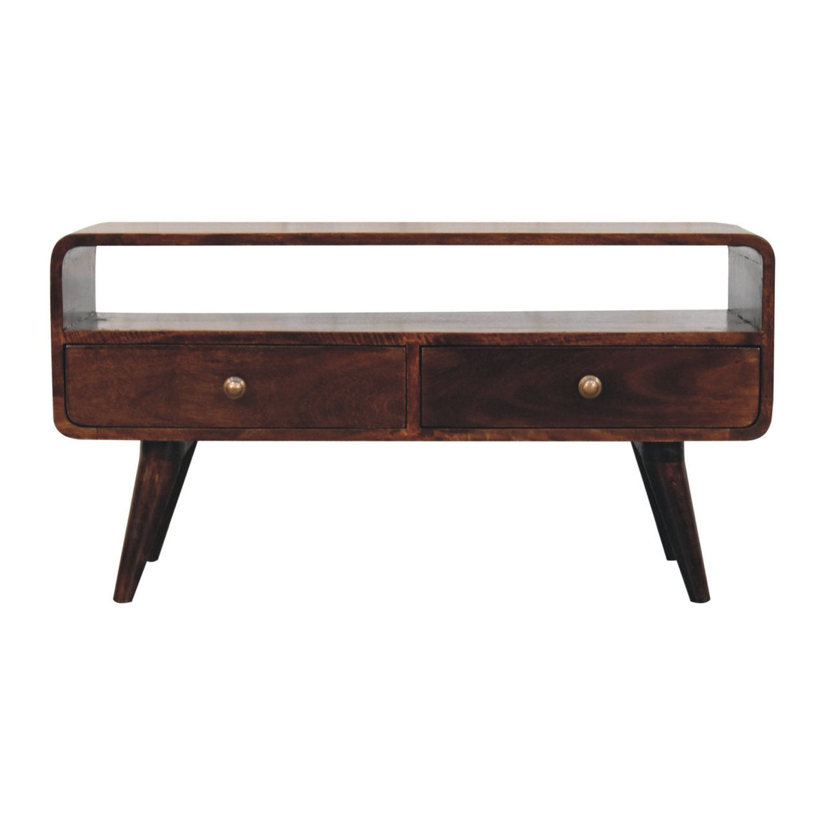 Curved California Walnut Media Unit