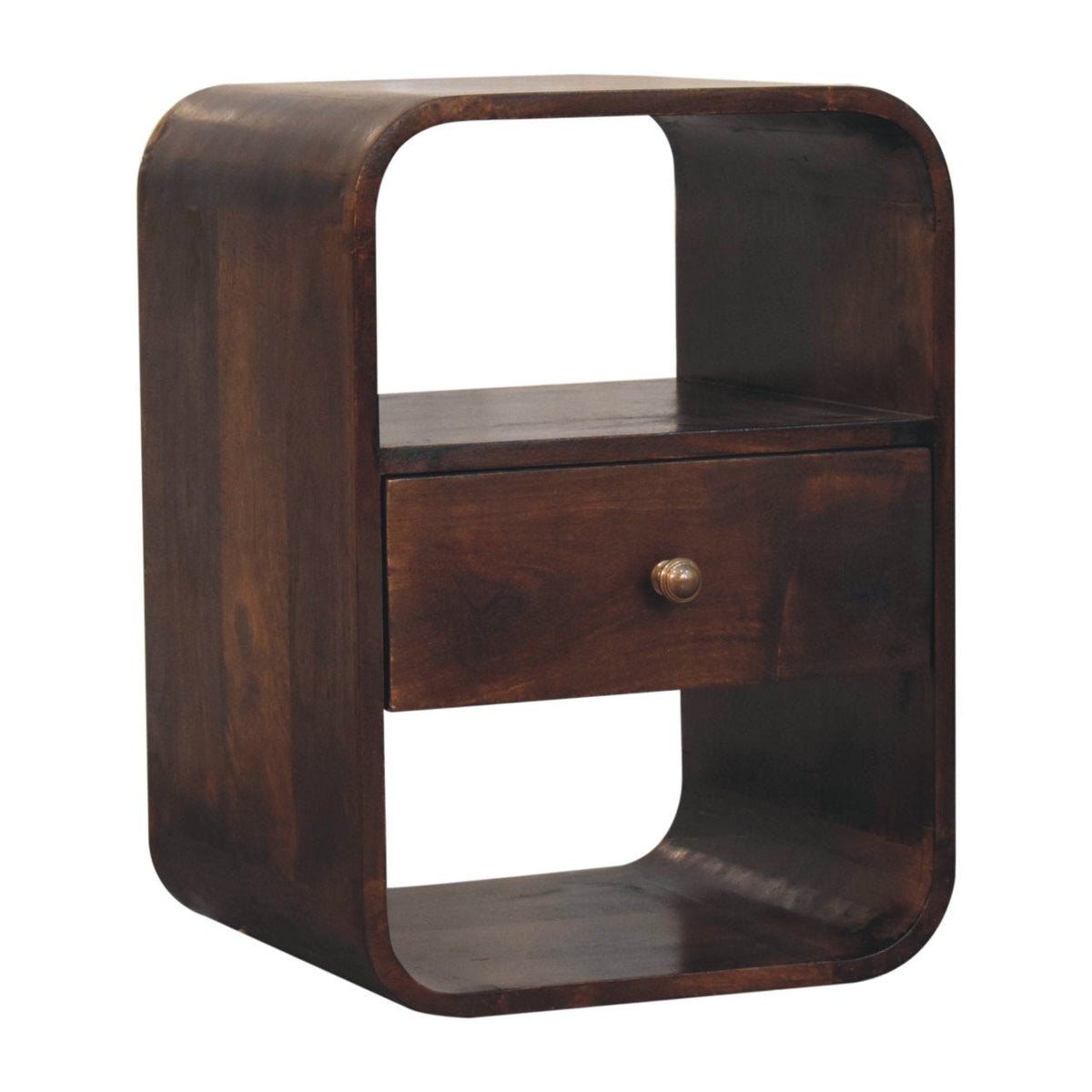 California Walnut Curved Edge Bedside Table