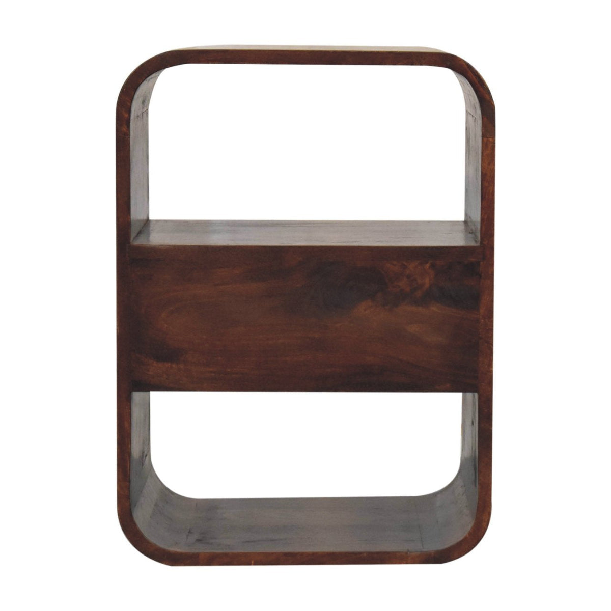 California Walnut Curved Edge Bedside Table