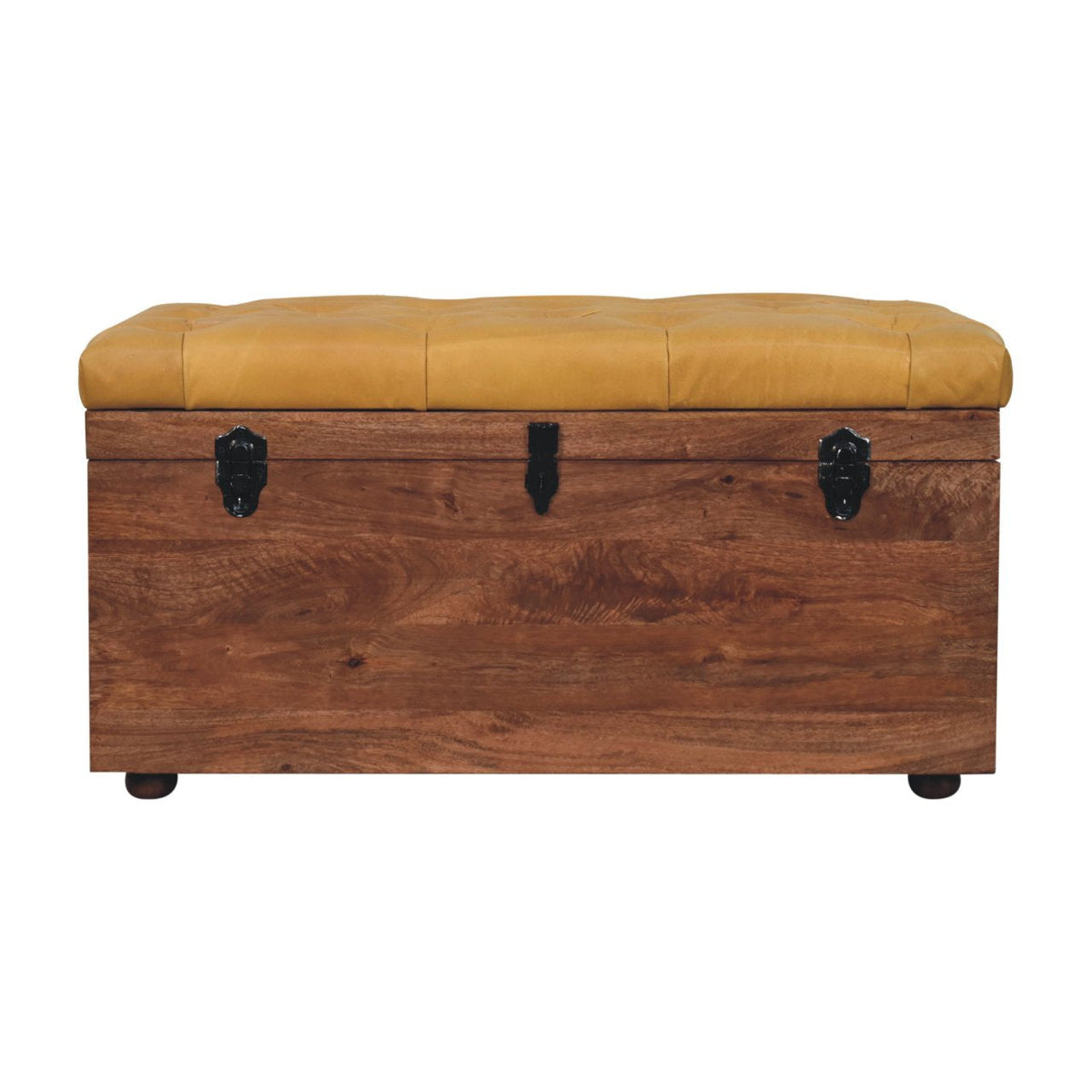 Buffalo Hide Honey Caramel Storage Trunk Storage Bench