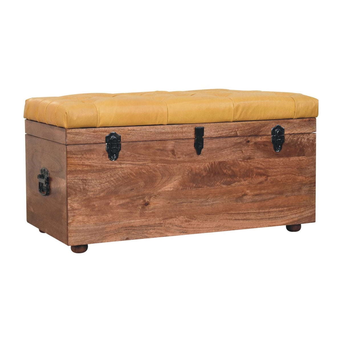 Buffalo Hide Honey Caramel Storage Trunk Storage Bench