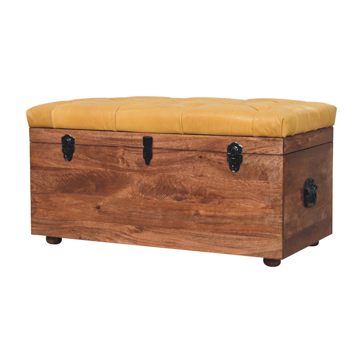 Buffalo Hide Honey Caramel Storage Trunk Storage Bench