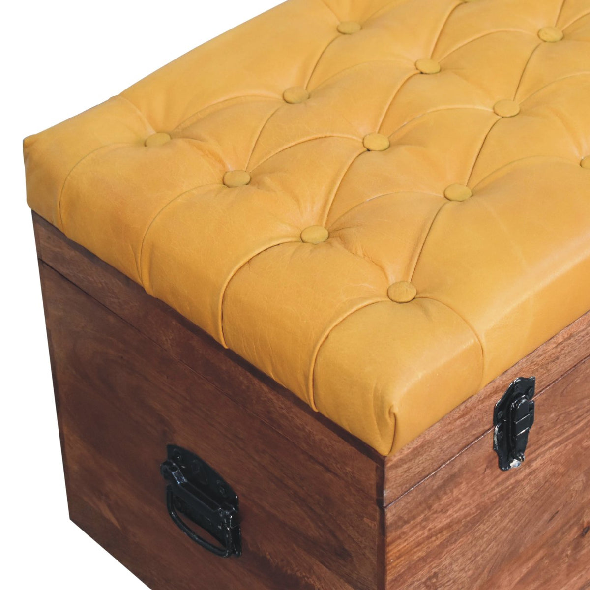 Buffalo Hide Honey Caramel Storage Trunk Storage Bench