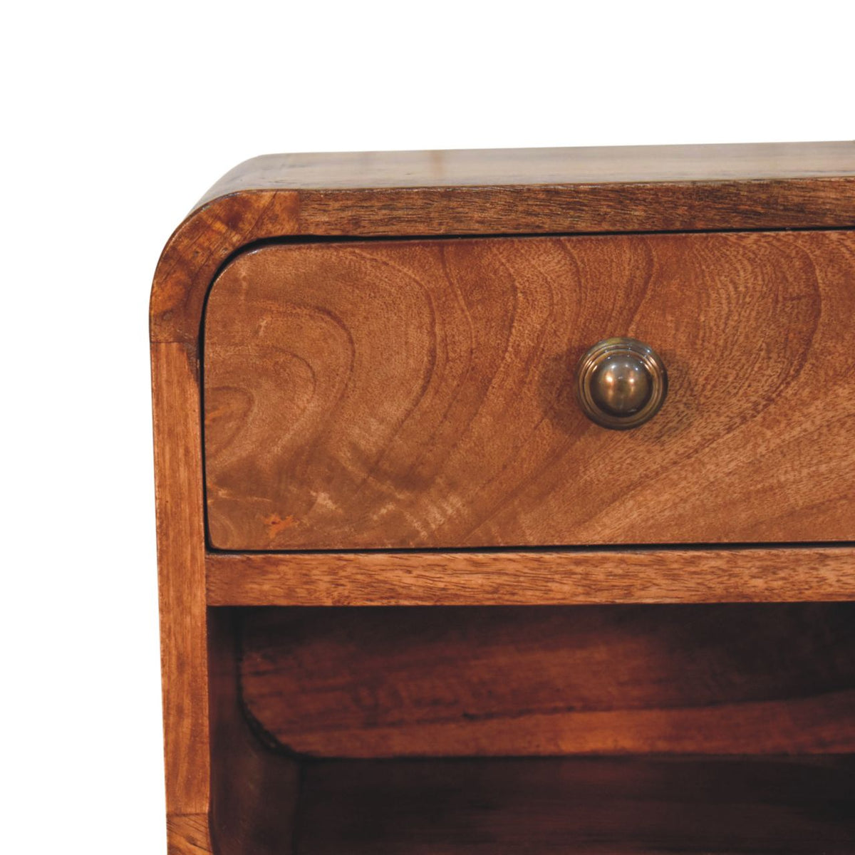 Mini Honey Caramel Wall Mounted Bedside with Open Slot Bedside