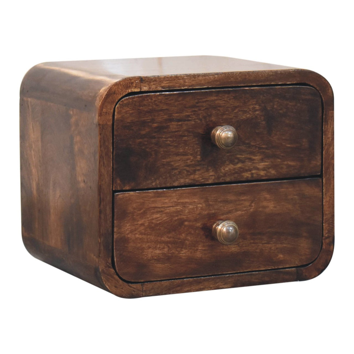 Mini Curved California Walnut Wall Mounted Bedside Table