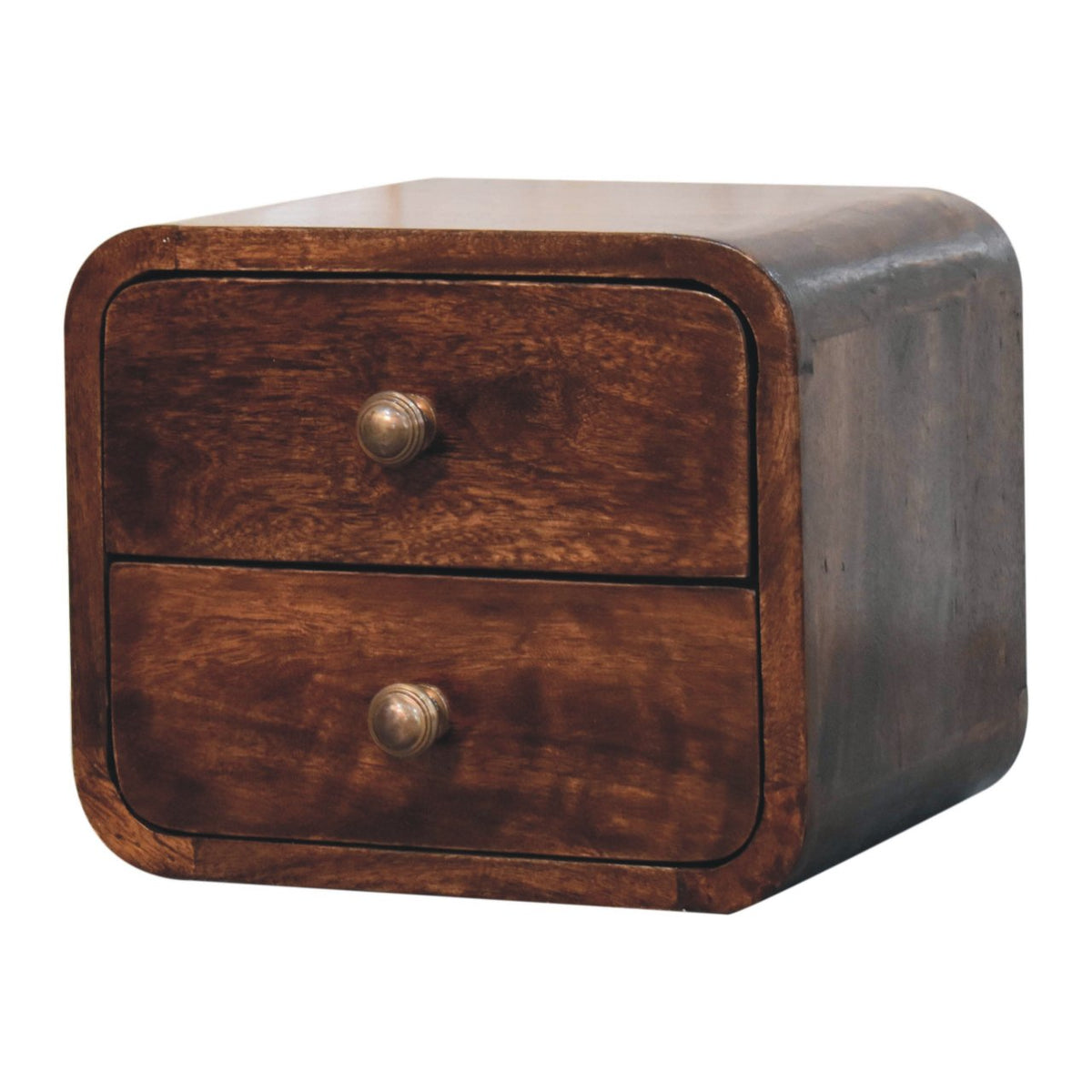 Mini Curved California Walnut Wall Mounted Bedside Table