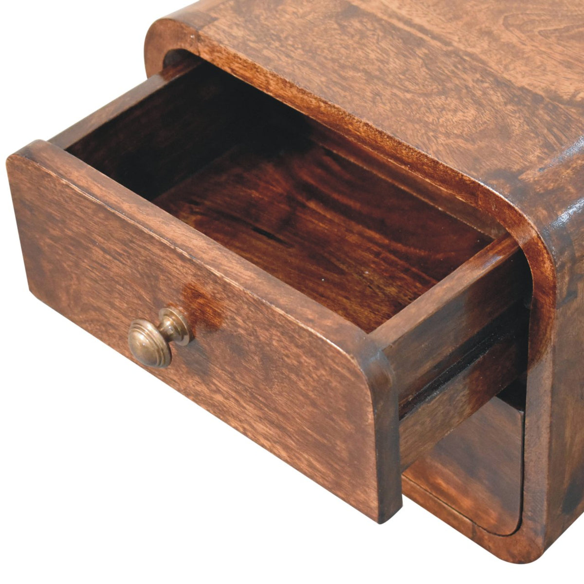 Mini Curved California Walnut Wall Mounted Bedside Table