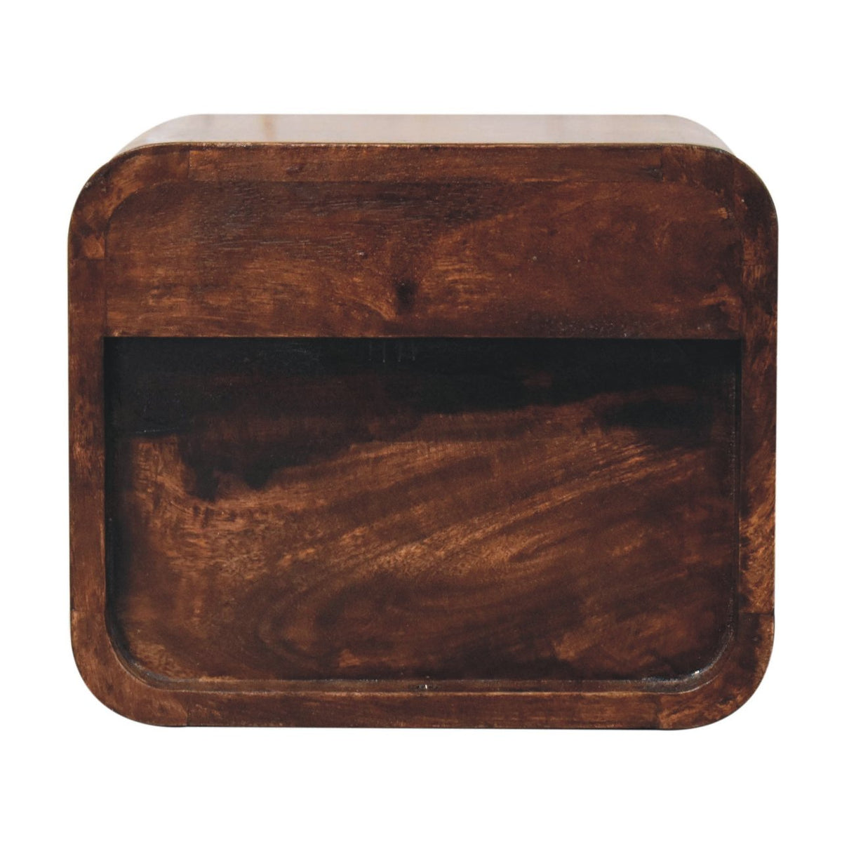 Mini Curved California Walnut Wall Mounted Bedside Table