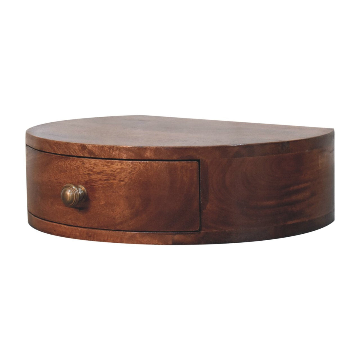 Honey Caramel Wall Mounted Rounded Bedside Table