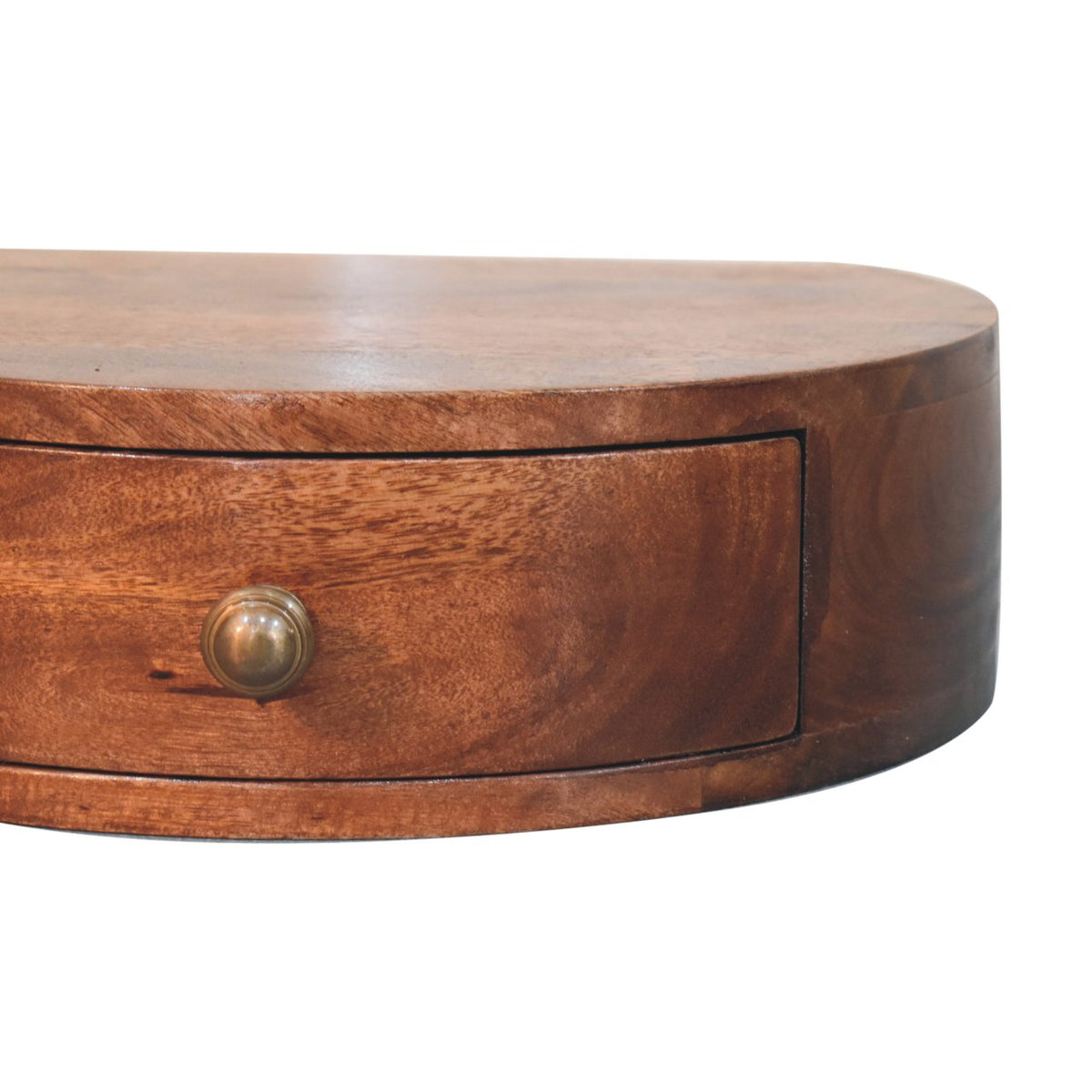 Honey Caramel Wall Mounted Rounded Bedside Table