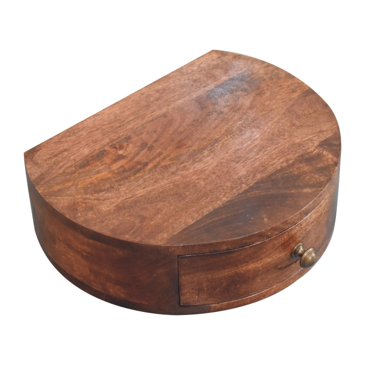 Honey Caramel Wall Mounted Rounded Bedside Table