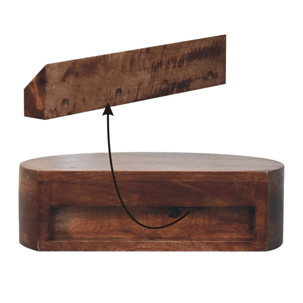 Honey Caramel Wall Mounted Rounded Bedside Table