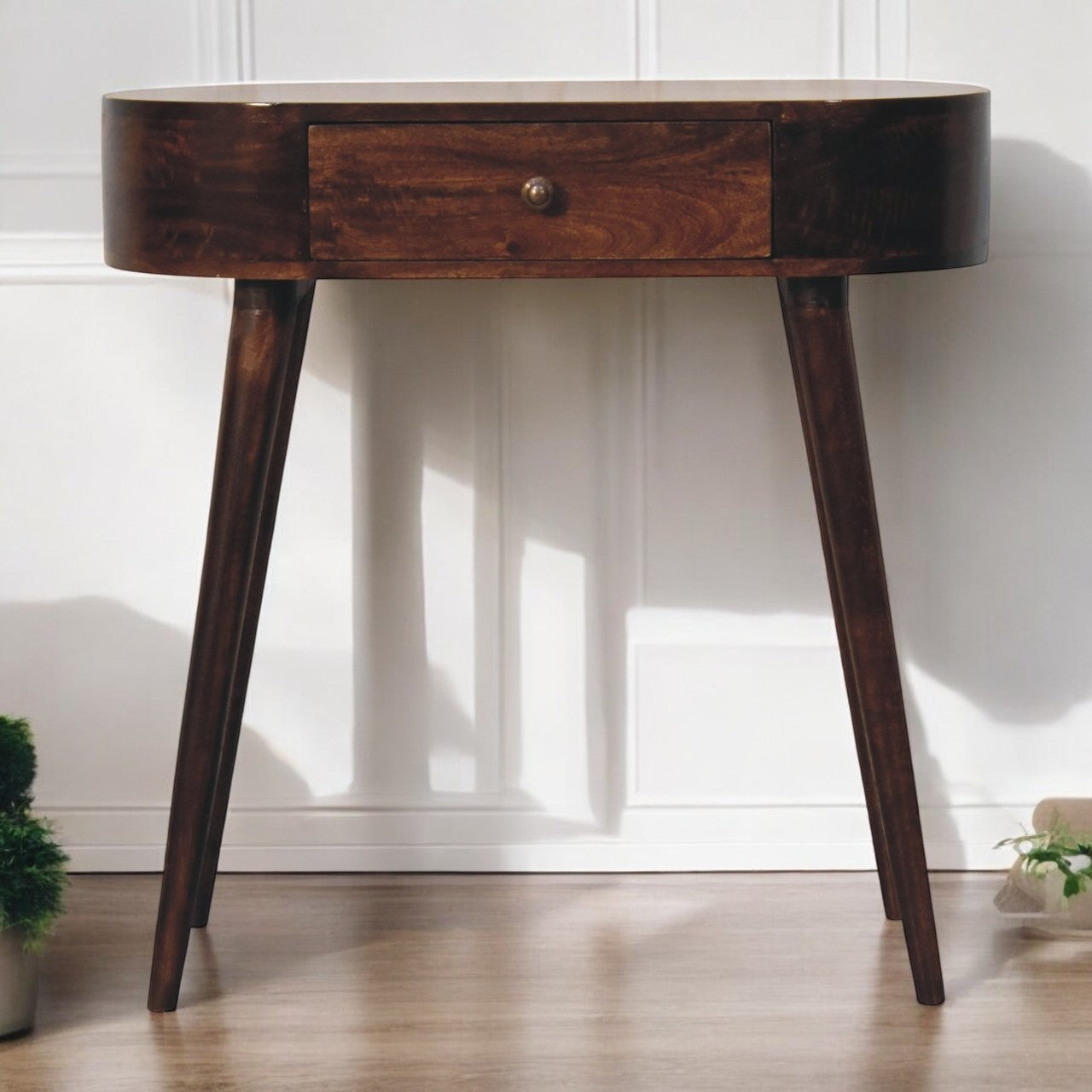 California Walnut Rounded Small Console Table