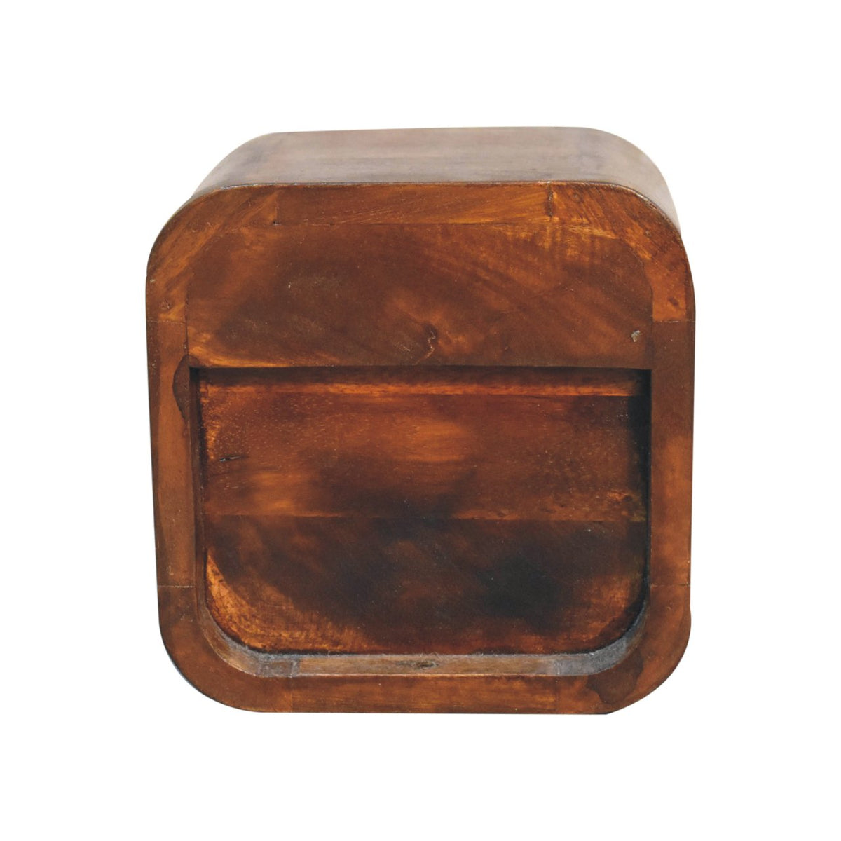 Extra Mini Curved Chestnut Bedside with Open Slot Bedside Table