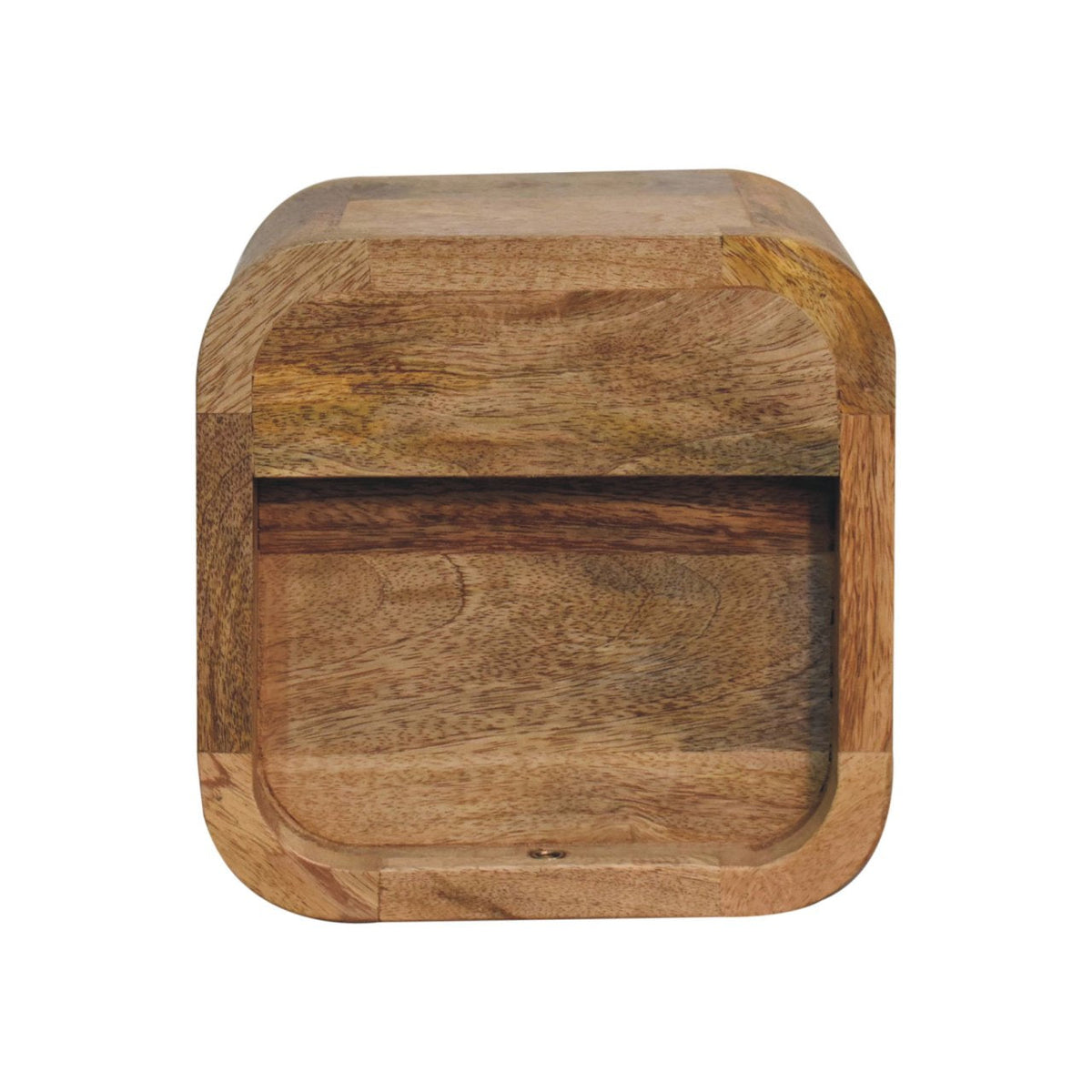 Extra Mini Curved Oak-ish Bedside with Open Slot Bedside Table