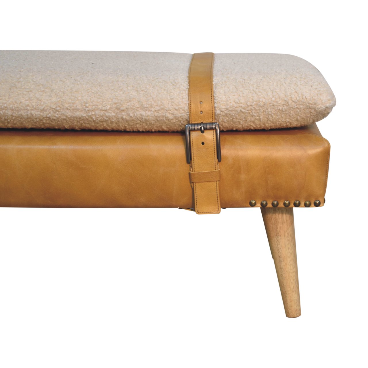 Buffalo Hide Olive Green Leather Bench