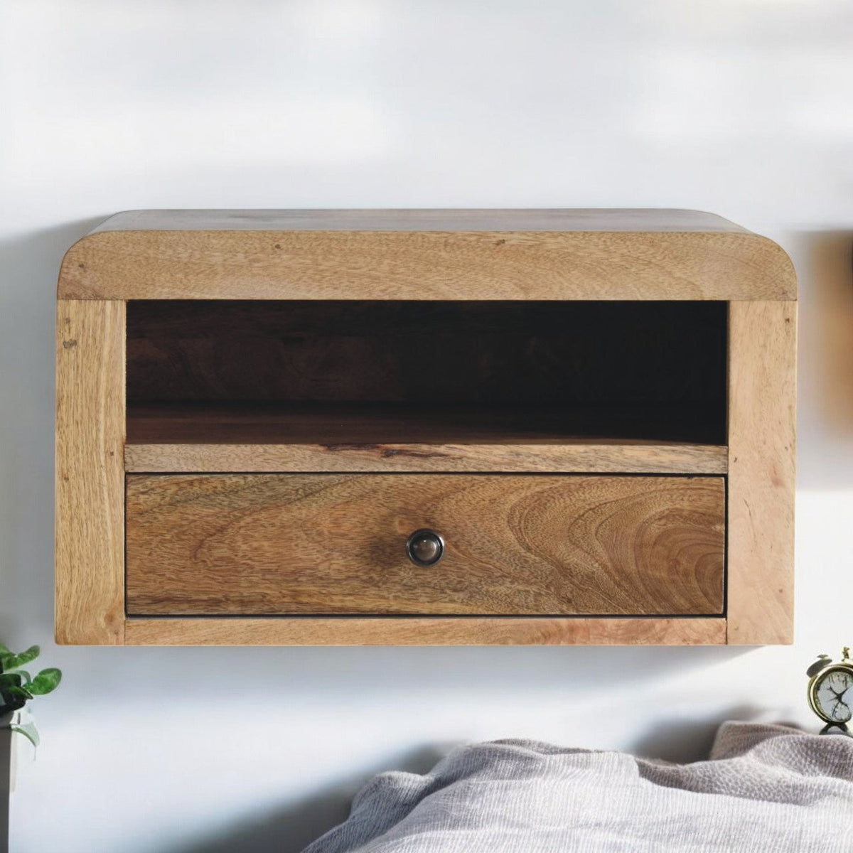 Chunky Oak-ish Floating Bedside Table